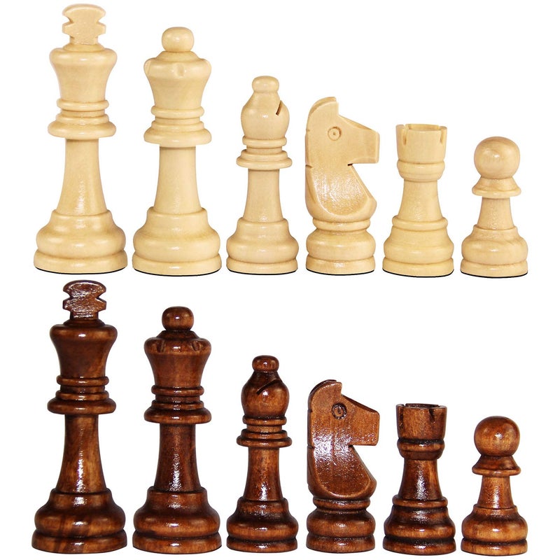 ASNEY Wooden Chess Pieces, Tournament Staunton Wood Chessmen Pieces Only, 3.15â€ King Figures Chess Game Pawns Figurine Pieces, Includes Storage Bag - Image 1